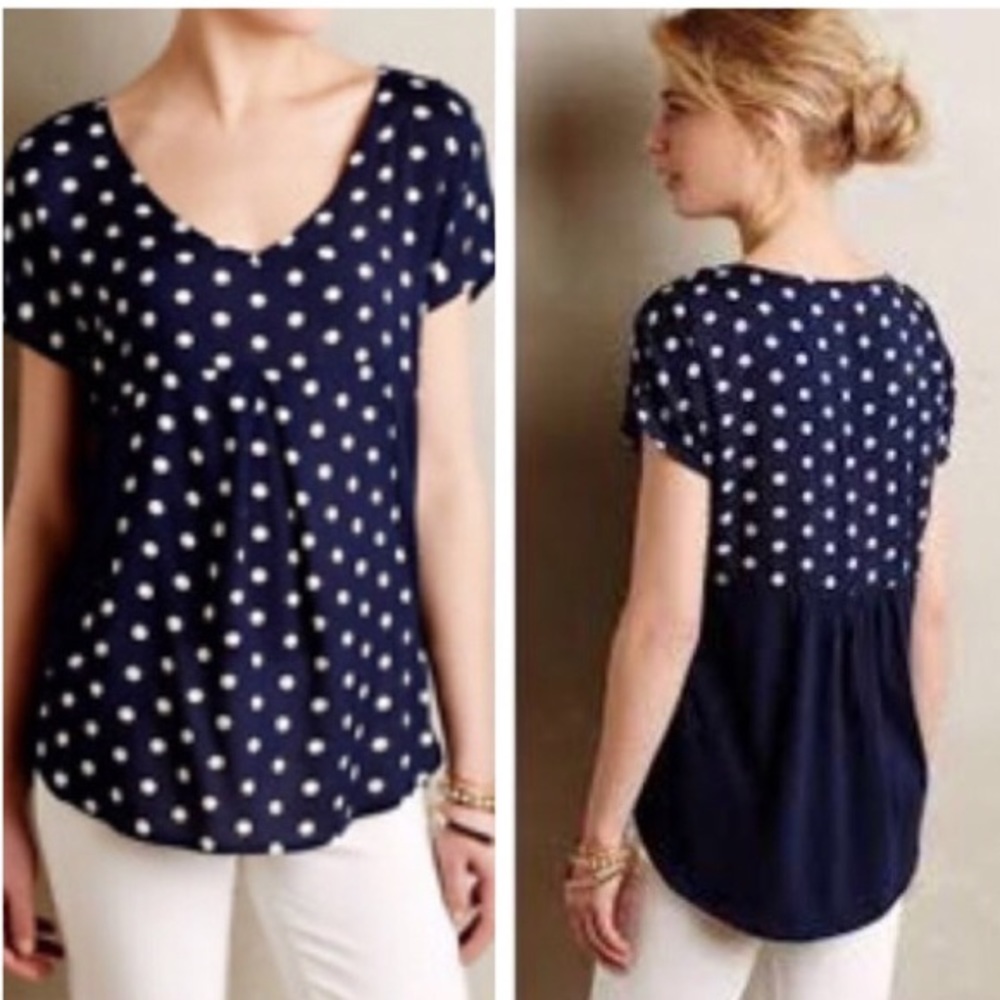 Anthropologie Porridge polka dots top